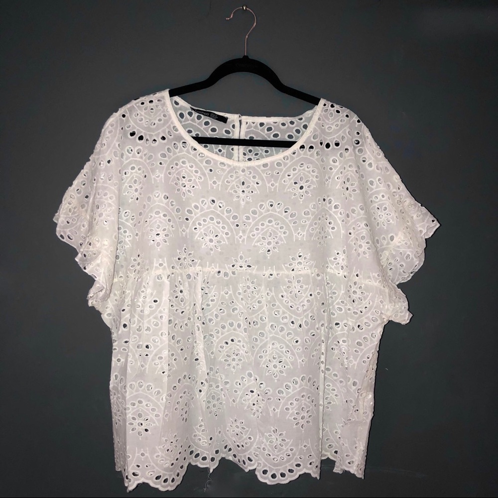 Plus Ruffle Sleeved Babydoll Style Top